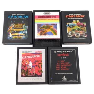 Atari 2600 Game Lot 5: Dragonfire Tic-Tac-Toe Street Racer Kangaroo Combat VCS